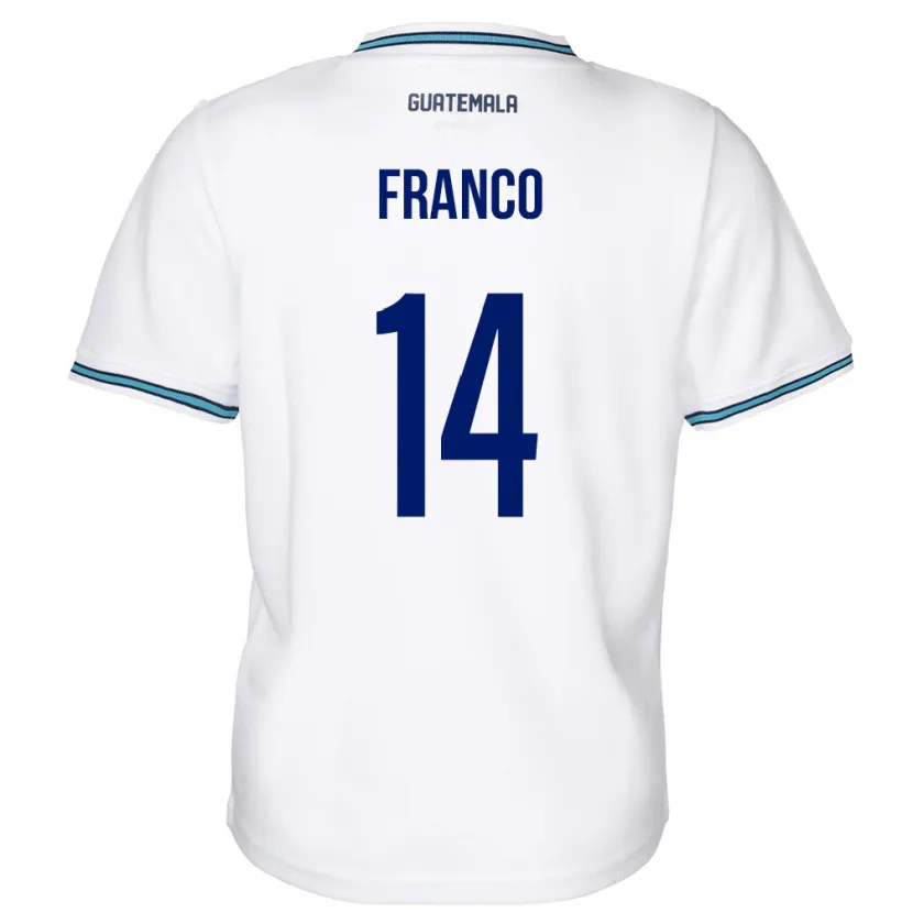 Danxen Mænd Guatemala Jonathan Franco #14 Hvid Hjemmebane Spillertrøjer 24-26 Trøje T-Shirt