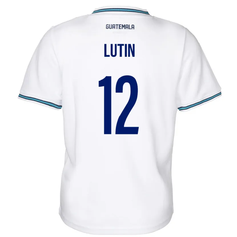 Danxen Mænd Guatemala John Lutin #12 Hvid Hjemmebane Spillertrøjer 24-26 Trøje T-Shirt