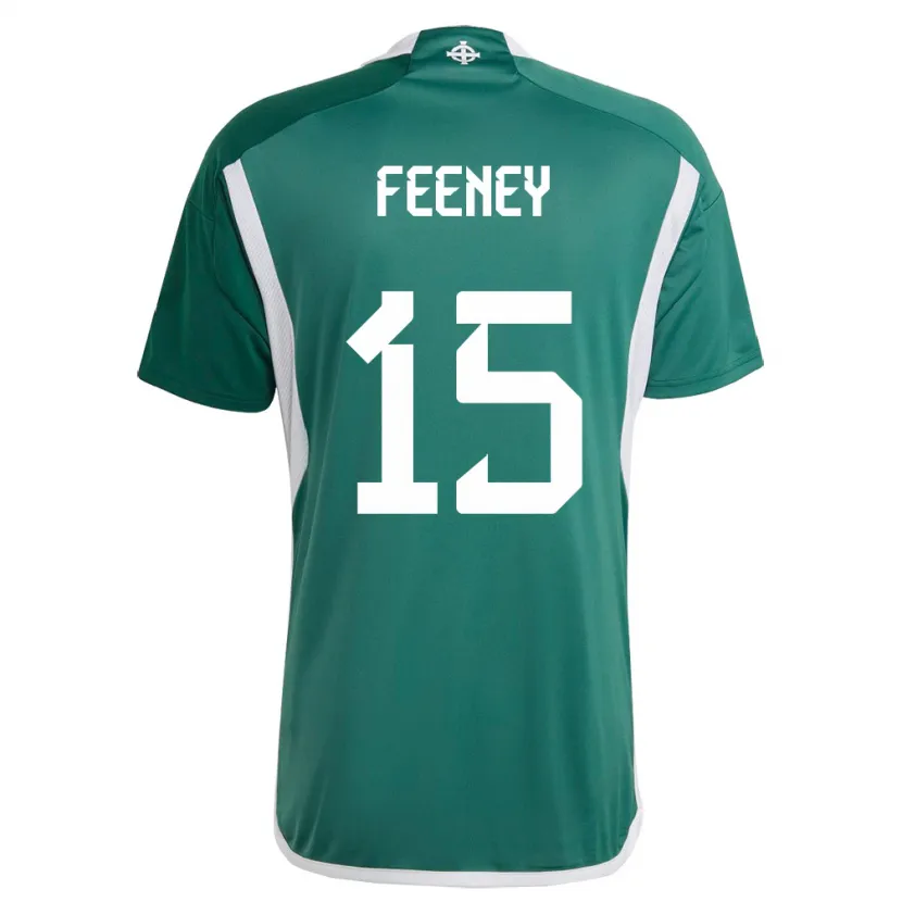 Danxen Mænd Nordirland George Feeney #15 Grøn Hjemmebane Spillertrøjer 24-26 Trøje T-Shirt