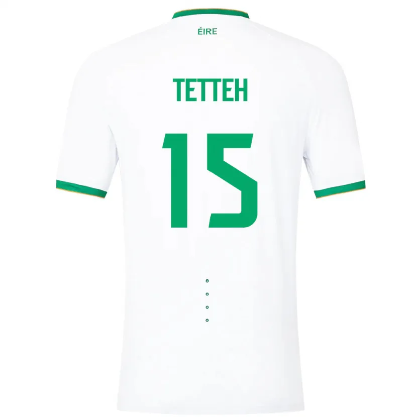 Danxen Mænd Irland Gideon Tetteh #15 Hvid Udebane Spillertrøjer 24-26 Trøje T-Shirt