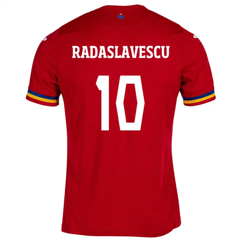 Danxen Mænd Rumænien Eduard Radaslavescu #10 Rød Udebane Spillertrøjer 24-26 Trøje T-Shirt