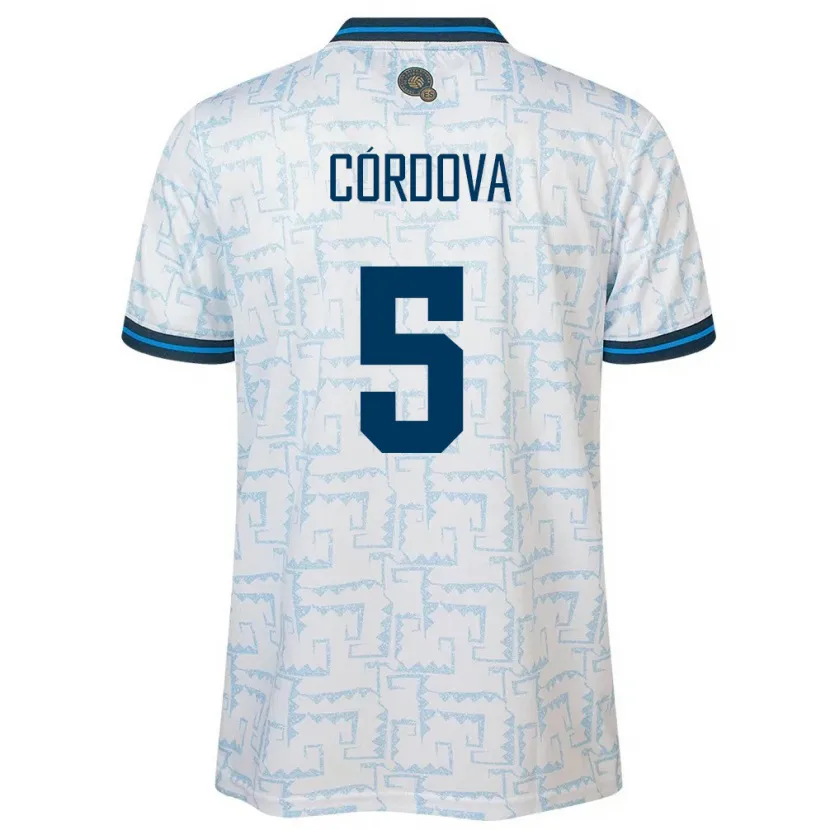 Danxen Mænd El Salvador Edwin Córdova #5 Hvid Udebane Spillertrøjer 24-26 Trøje T-Shirt