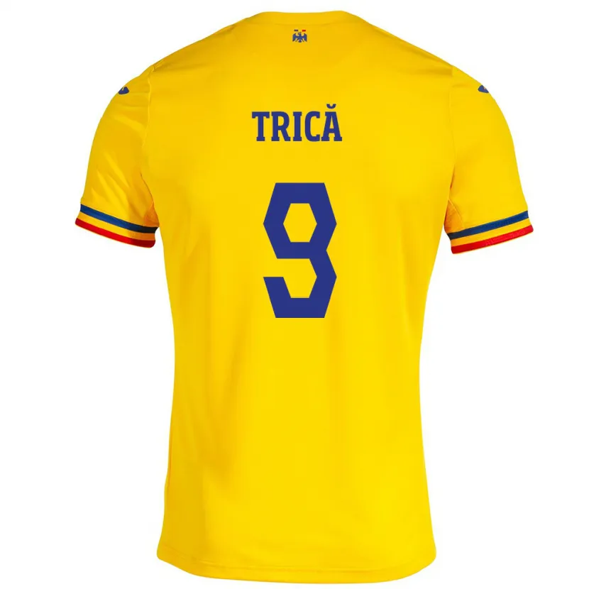 Danxen Kvinder Rumænien Atanas Trică #9 Gul Hjemmebane Spillertrøjer 24-26 Trøje T-Shirt