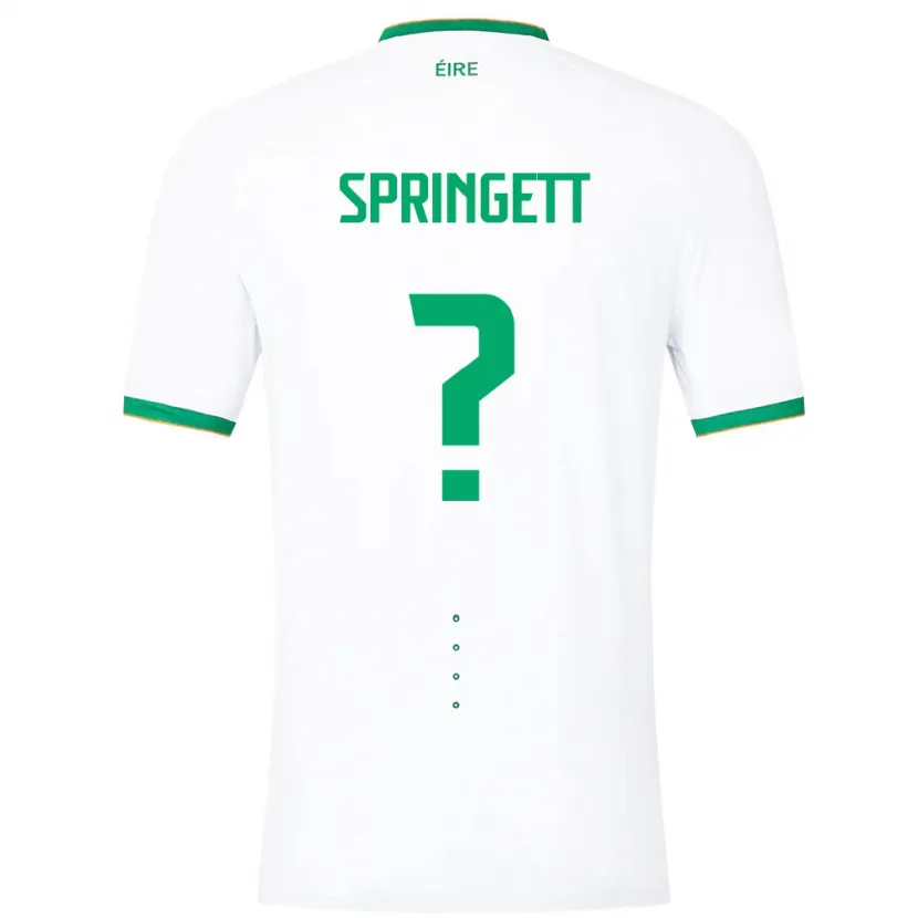 Danxen Kvinder Irland Tony Springett #0 Hvid Udebane Spillertrøjer 24-26 Trøje T-Shirt