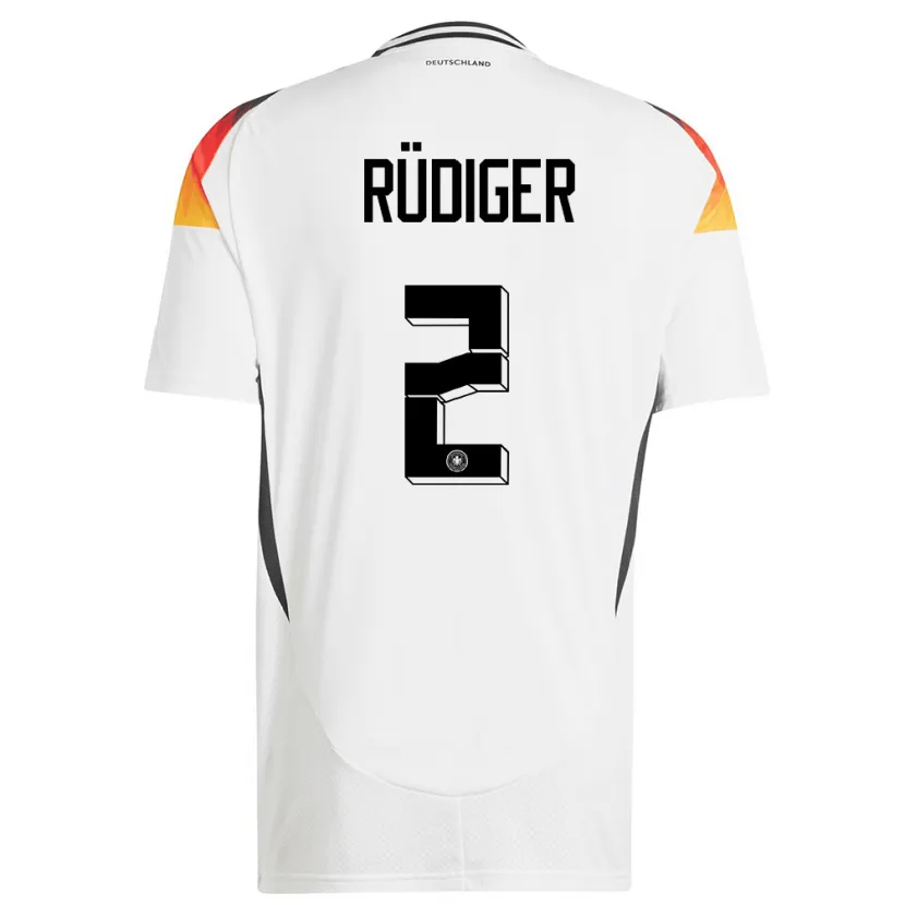 Danxen Børn Tyskland Antonio Rudiger #2 Hvid Hjemmebane Spillertrøjer 24-26 Trøje T-Shirt