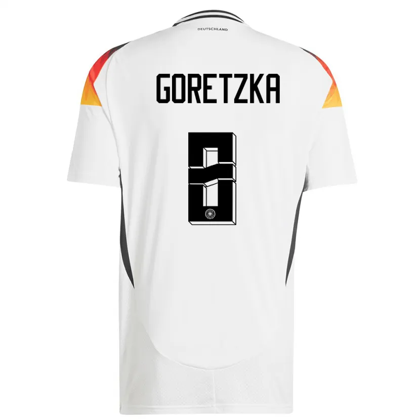 Danxen Børn Tyskland Leon Goretzka #8 Hvid Hjemmebane Spillertrøjer 24-26 Trøje T-Shirt