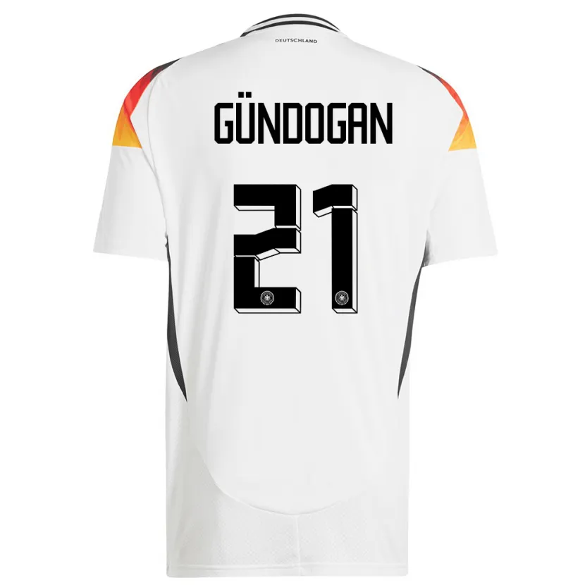 Danxen Børn Tyskland Ilkay Gundogan #21 Hvid Hjemmebane Spillertrøjer 24-26 Trøje T-Shirt