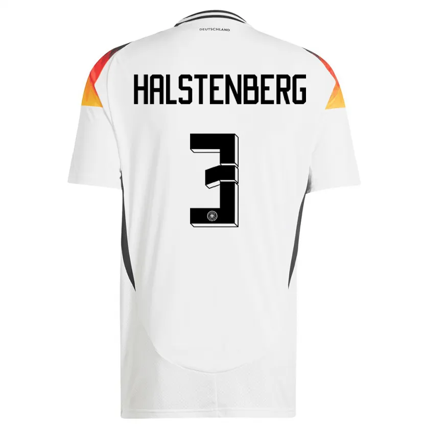 Danxen Børn Tyskland Marcel Halstenberg #3 Hvid Hjemmebane Spillertrøjer 24-26 Trøje T-Shirt