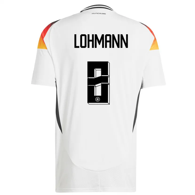 Danxen Børn Tyskland Sydney Lohmann #8 Hvid Hjemmebane Spillertrøjer 24-26 Trøje T-Shirt