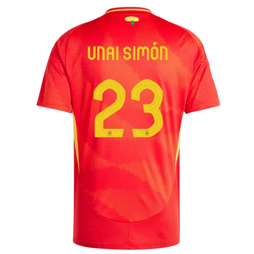 Danxen Børn Spanien Unai Simon #23 Rød Hjemmebane Spillertrøjer 24-26 Trøje T-Shirt