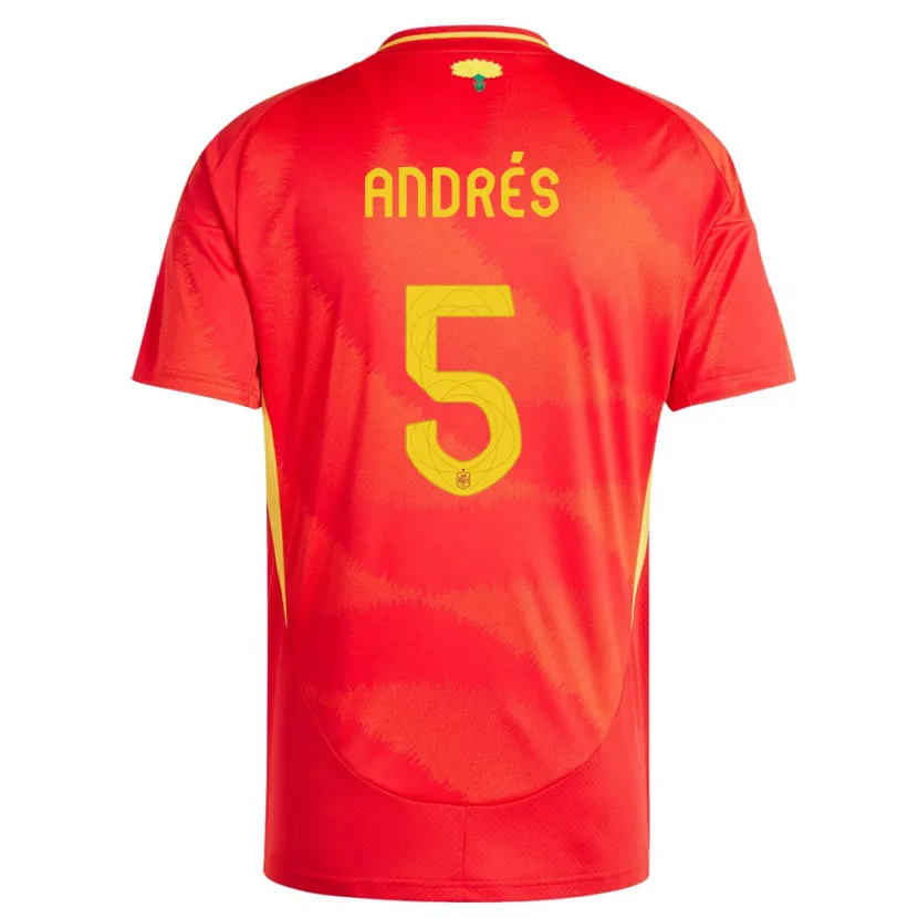 Danxen Børn Spanien Ivana Andres #5 Rød Hjemmebane Spillertrøjer 24-26 Trøje T-Shirt