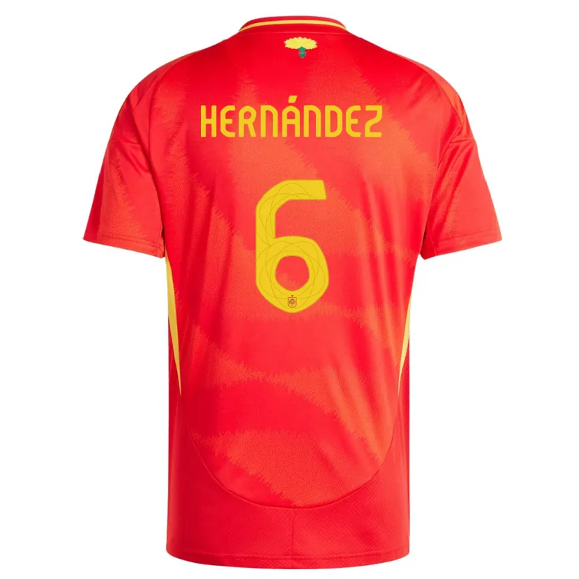 Danxen Børn Spanien Gerard Hernandez #6 Rød Hjemmebane Spillertrøjer 24-26 Trøje T-Shirt