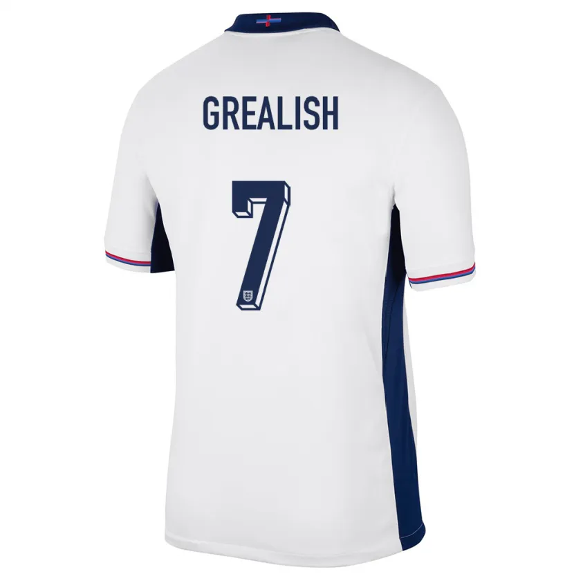 Danxen Børn England Jack Grealish #7 Hvid Hjemmebane Spillertrøjer 24-26 Trøje T-Shirt