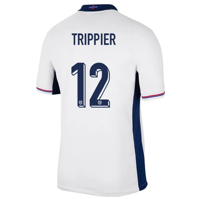 Danxen Børn England Kieran Trippier #12 Hvid Hjemmebane Spillertrøjer 24-26 Trøje T-Shirt