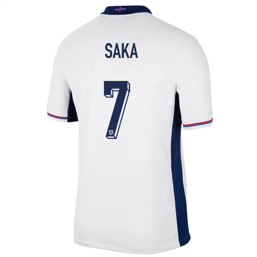 Danxen Børn England Bukayo Saka #7 Hvid Hjemmebane Spillertrøjer 24-26 Trøje T-Shirt