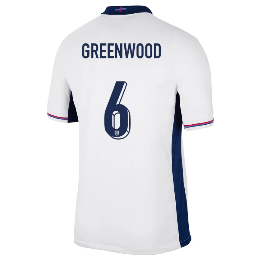 Danxen Børn England Alex Greenwood #6 Hvid Hjemmebane Spillertrøjer 24-26 Trøje T-Shirt