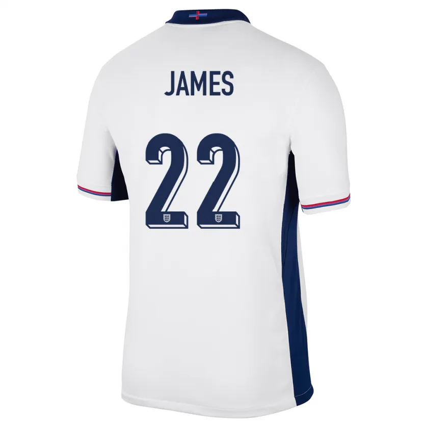 Danxen Børn England Lauren James #22 Hvid Hjemmebane Spillertrøjer 24-26 Trøje T-Shirt