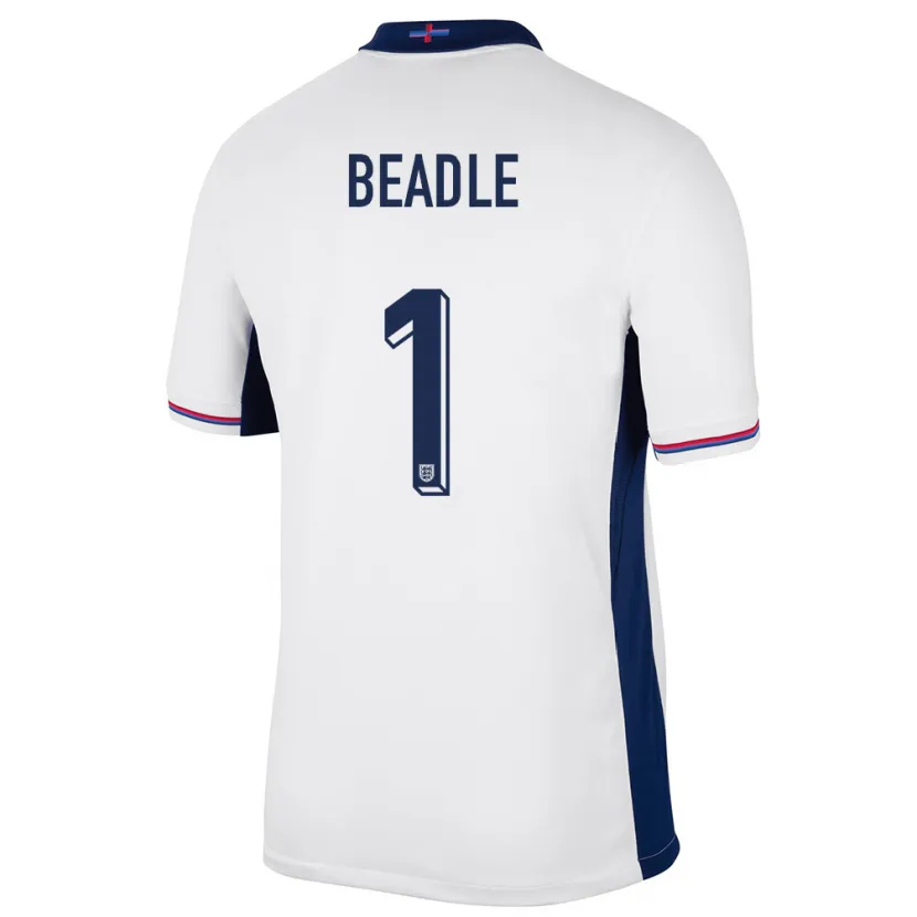 Danxen Børn England James Beadle #1 Hvid Hjemmebane Spillertrøjer 24-26 Trøje T-Shirt