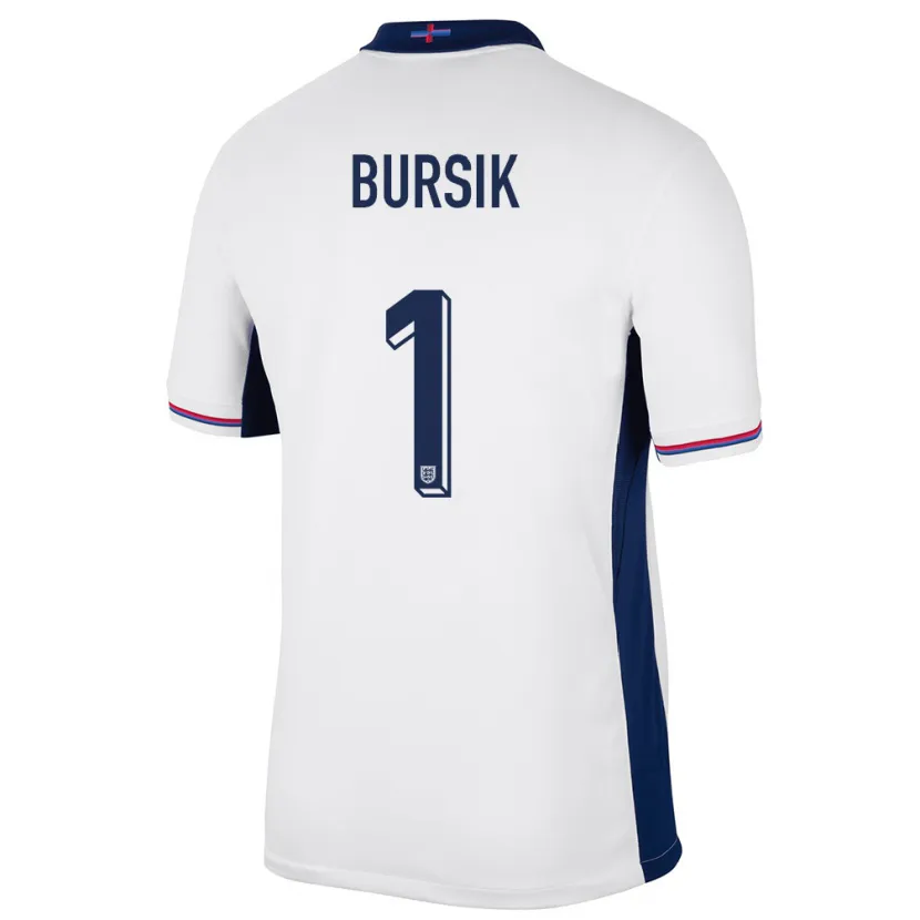 Danxen Børn England Josef Bursik #1 Hvid Hjemmebane Spillertrøjer 24-26 Trøje T-Shirt