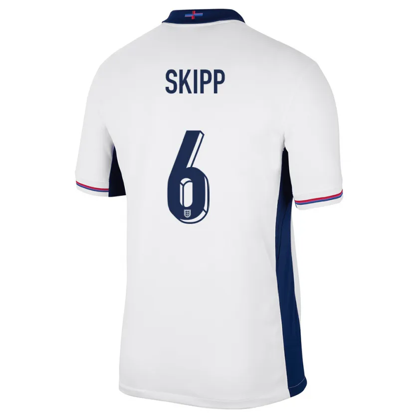 Danxen Børn England Oliver Skipp #6 Hvid Hjemmebane Spillertrøjer 24-26 Trøje T-Shirt