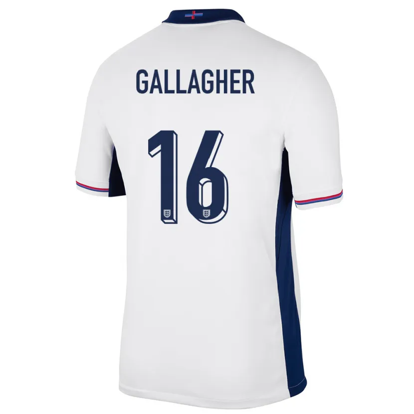 Danxen Børn England Conor Gallagher #16 Hvid Hjemmebane Spillertrøjer 24-26 Trøje T-Shirt