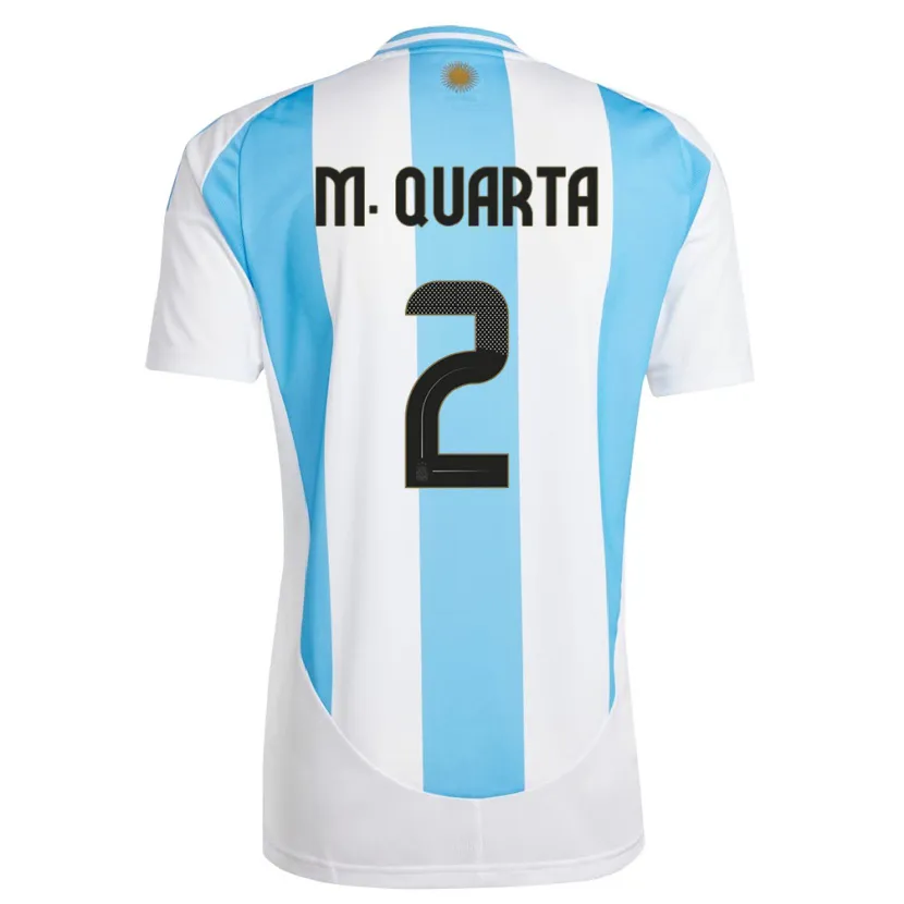 Danxen Børn Argentina Lucas Martinez Quarta #2 Hvid Blå Hjemmebane Spillertrøjer 24-26 Trøje T-Shirt