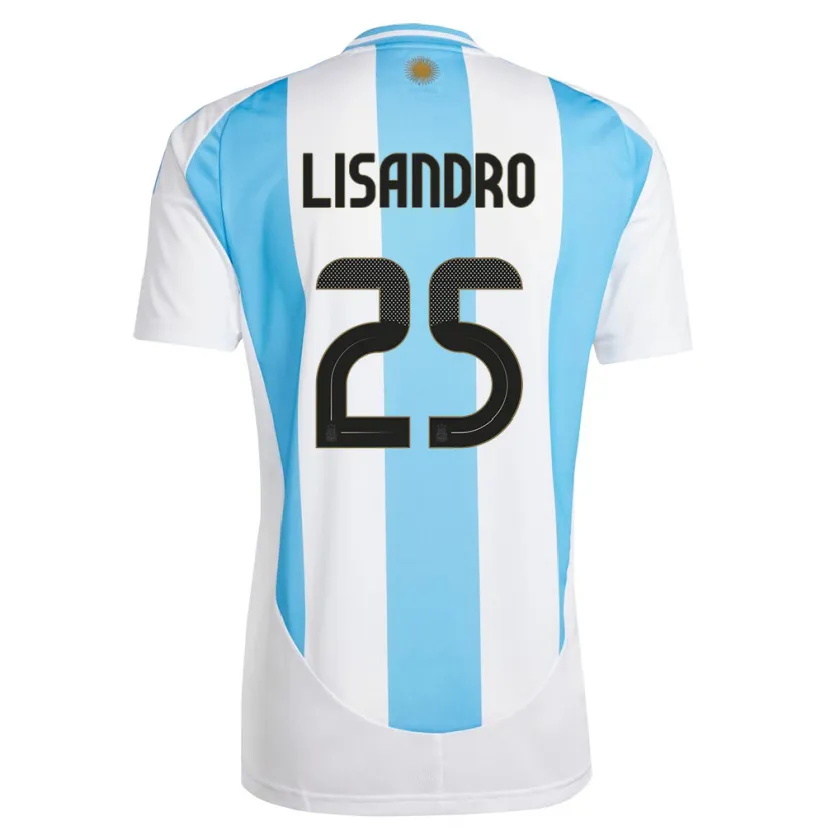 Danxen Børn Argentina Lisandro Martinez #25 Hvid Blå Hjemmebane Spillertrøjer 24-26 Trøje T-Shirt