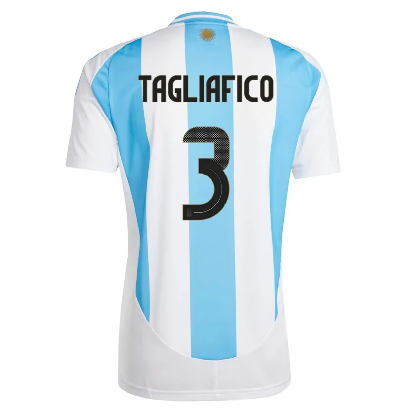 Danxen Børn Argentina Nicolas Tagliafico #3 Hvid Blå Hjemmebane Spillertrøjer 24-26 Trøje T-Shirt