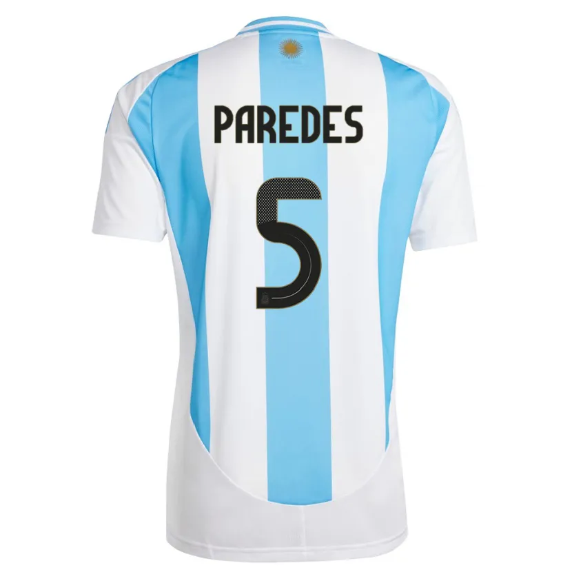 Danxen Børn Argentina Leandro Paredes #5 Hvid Blå Hjemmebane Spillertrøjer 24-26 Trøje T-Shirt