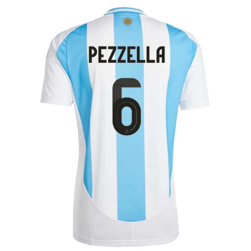 Danxen Børn Argentina German Pezzella #6 Hvid Blå Hjemmebane Spillertrøjer 24-26 Trøje T-Shirt