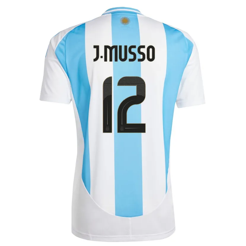 Danxen Børn Argentina Juan Musso #12 Hvid Blå Hjemmebane Spillertrøjer 24-26 Trøje T-Shirt