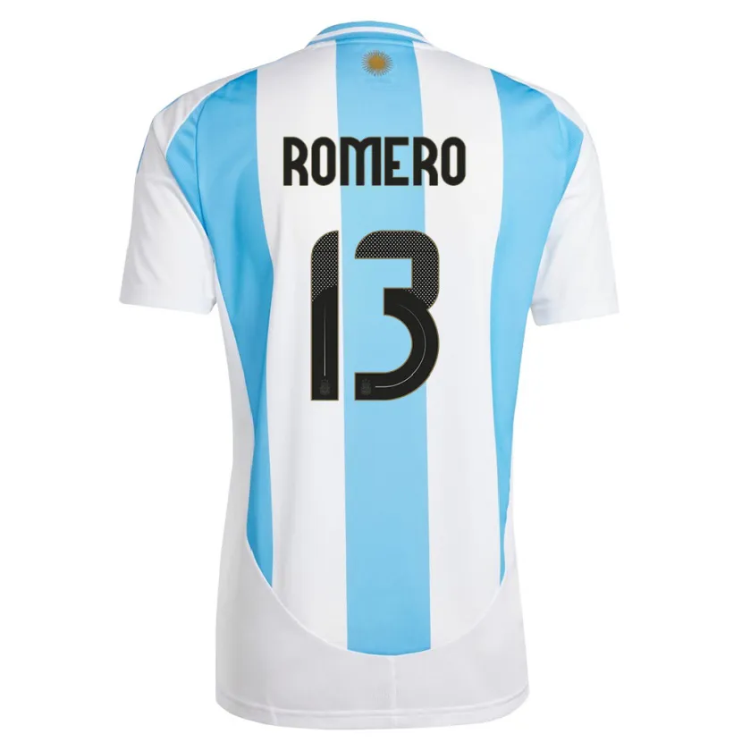 Danxen Børn Argentina Cristian Romero #13 Hvid Blå Hjemmebane Spillertrøjer 24-26 Trøje T-Shirt