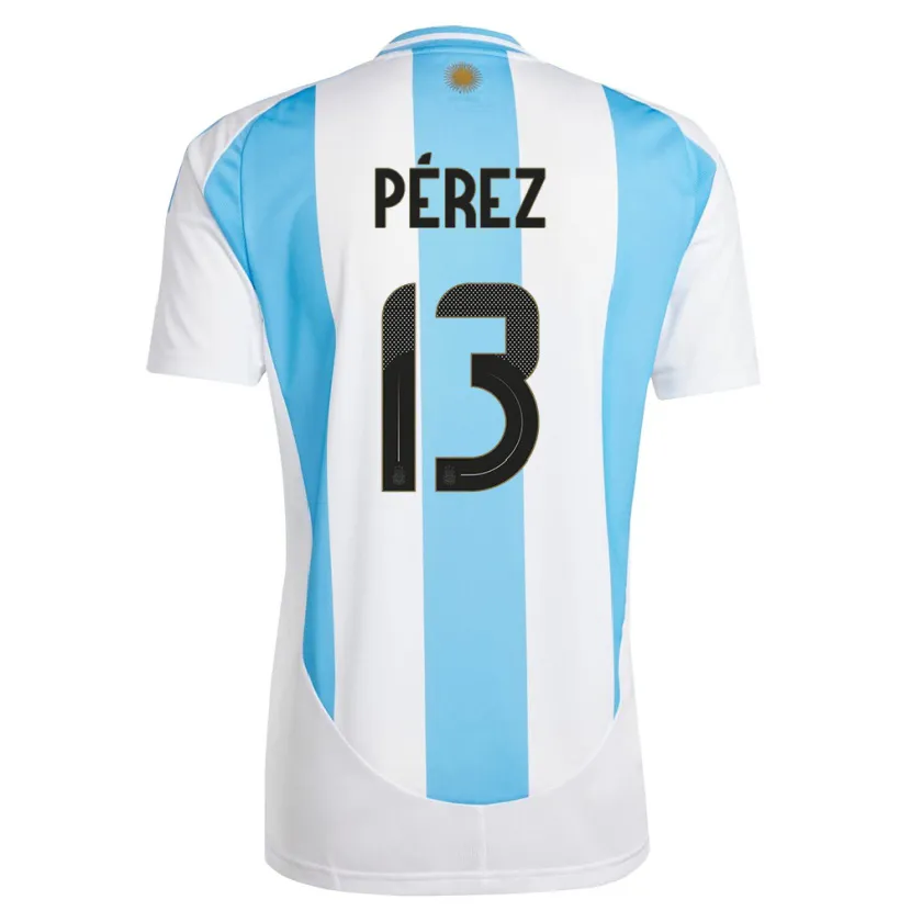 Danxen Børn Argentina Nehuen Perez #13 Hvid Blå Hjemmebane Spillertrøjer 24-26 Trøje T-Shirt