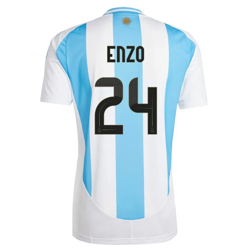 Danxen Børn Argentina Enzo Fernandez #24 Hvid Blå Hjemmebane Spillertrøjer 24-26 Trøje T-Shirt