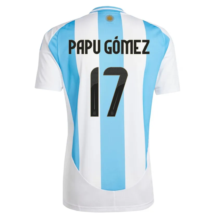 Danxen Børn Argentina Papu Gomez #17 Hvid Blå Hjemmebane Spillertrøjer 24-26 Trøje T-Shirt