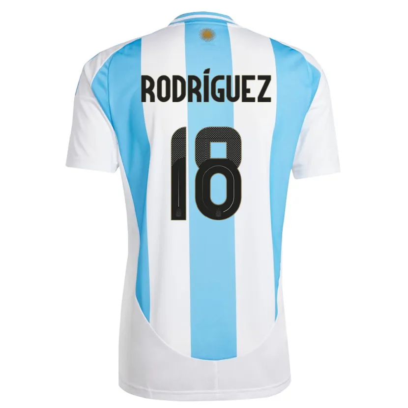 Danxen Børn Argentina Guido Rodriguez #18 Hvid Blå Hjemmebane Spillertrøjer 24-26 Trøje T-Shirt