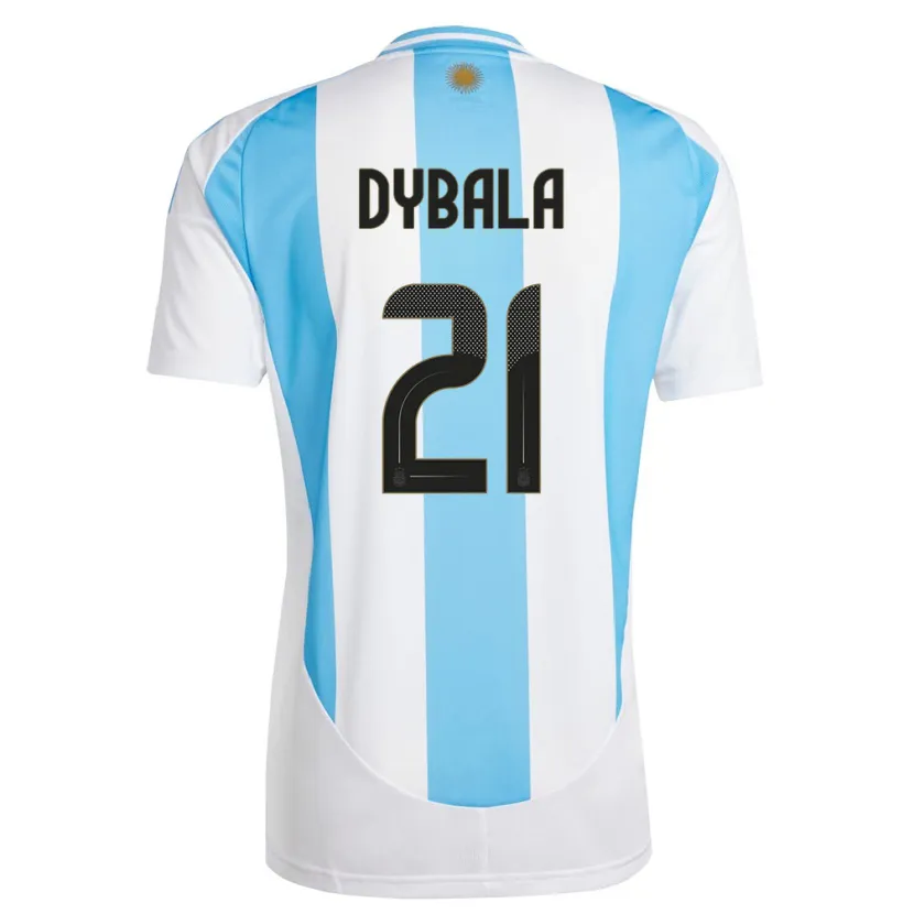 Danxen Børn Argentina Paulo Dybala #21 Hvid Blå Hjemmebane Spillertrøjer 24-26 Trøje T-Shirt