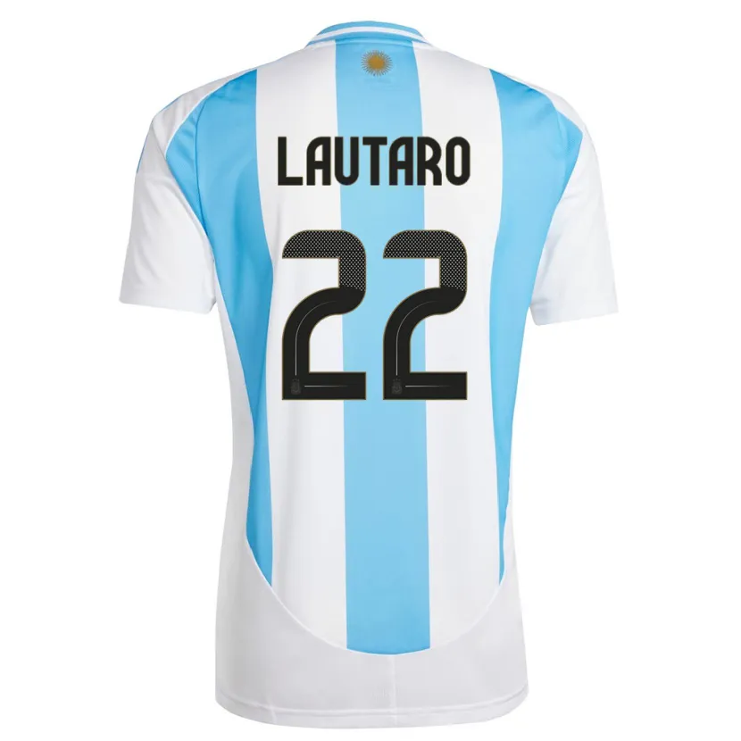 Danxen Børn Argentina Lautaro Martinez #22 Hvid Blå Hjemmebane Spillertrøjer 24-26 Trøje T-Shirt