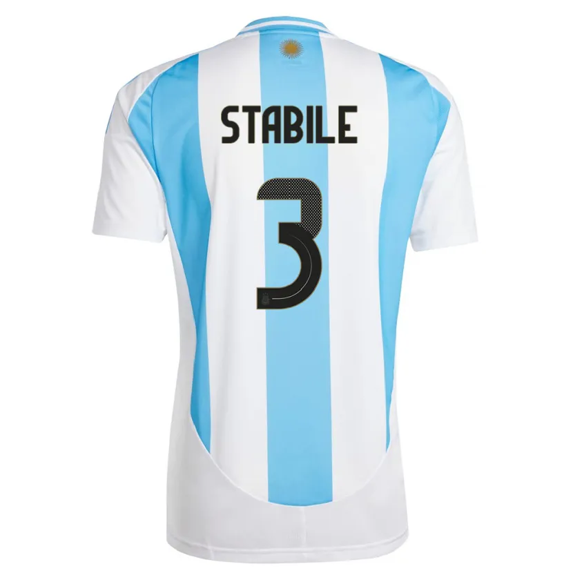 Danxen Børn Argentina Eliana Stabile #3 Hvid Blå Hjemmebane Spillertrøjer 24-26 Trøje T-Shirt