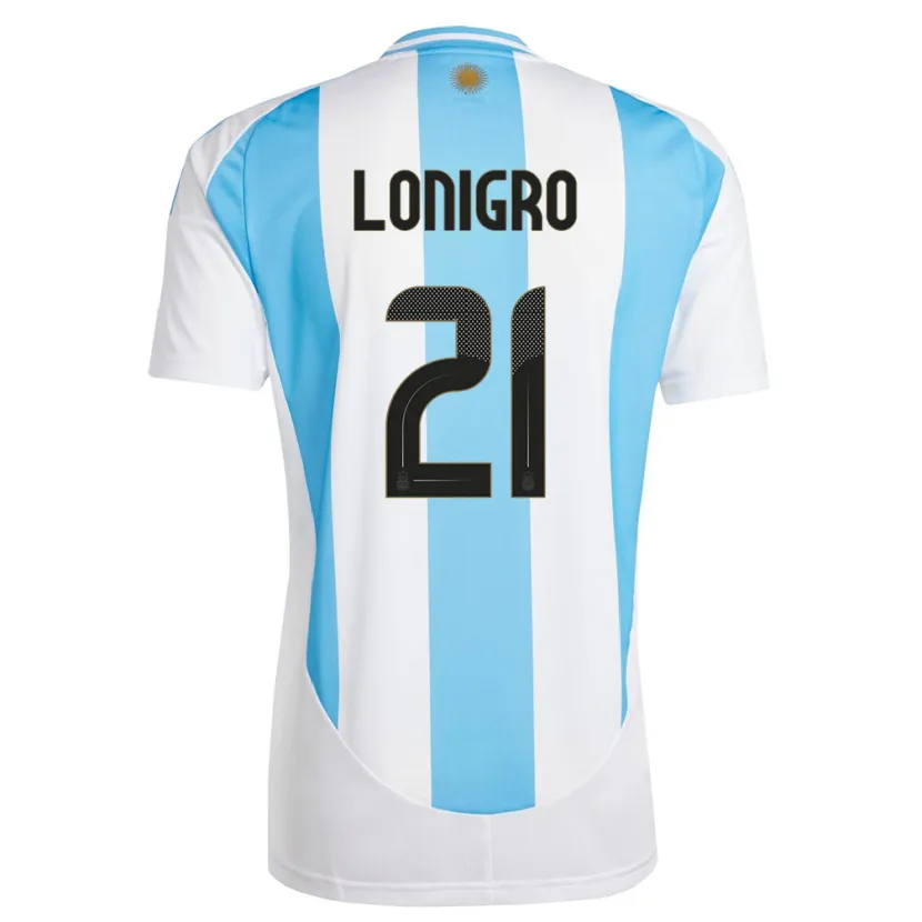 Danxen Børn Argentina Erica Lonigro #21 Hvid Blå Hjemmebane Spillertrøjer 24-26 Trøje T-Shirt