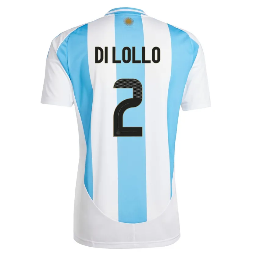 Danxen Børn Argentina Lautaro Di Lollo #2 Hvid Blå Hjemmebane Spillertrøjer 24-26 Trøje T-Shirt