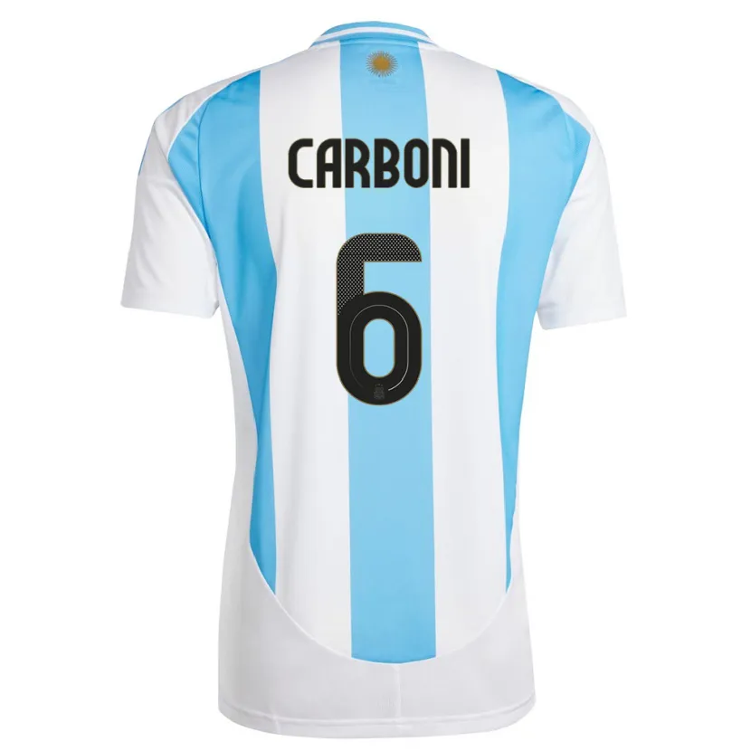 Danxen Børn Argentina Franco Carboni #6 Hvid Blå Hjemmebane Spillertrøjer 24-26 Trøje T-Shirt