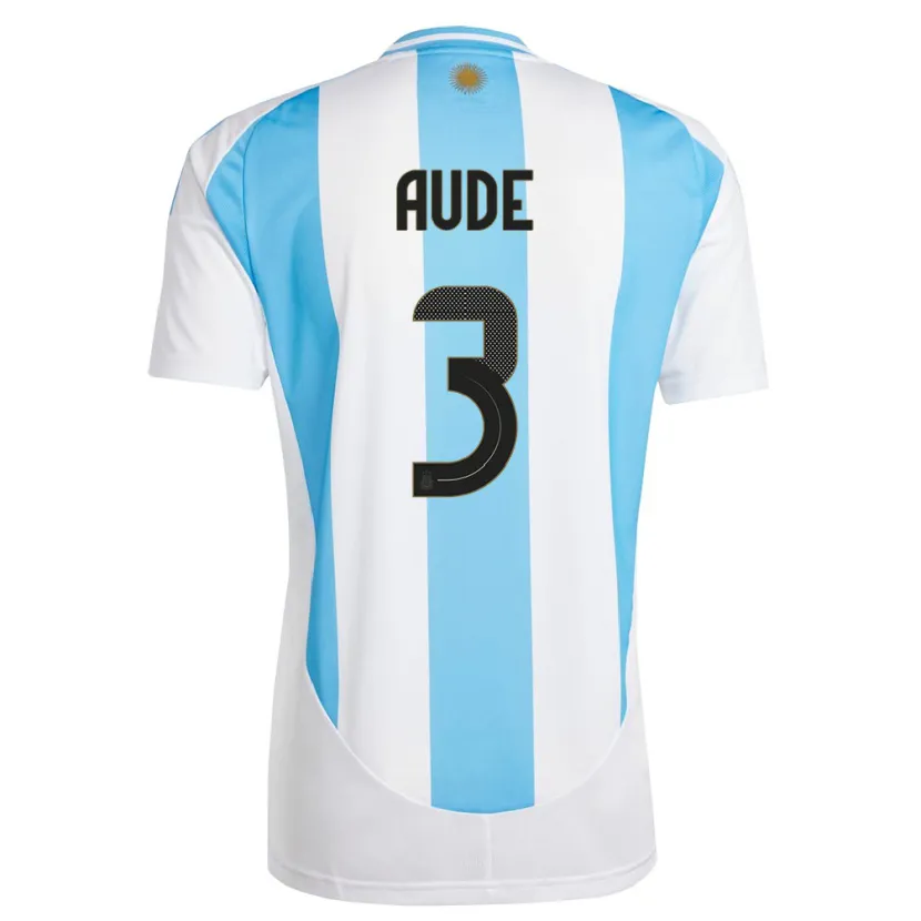 Danxen Børn Argentina Julian Aude #3 Hvid Blå Hjemmebane Spillertrøjer 24-26 Trøje T-Shirt