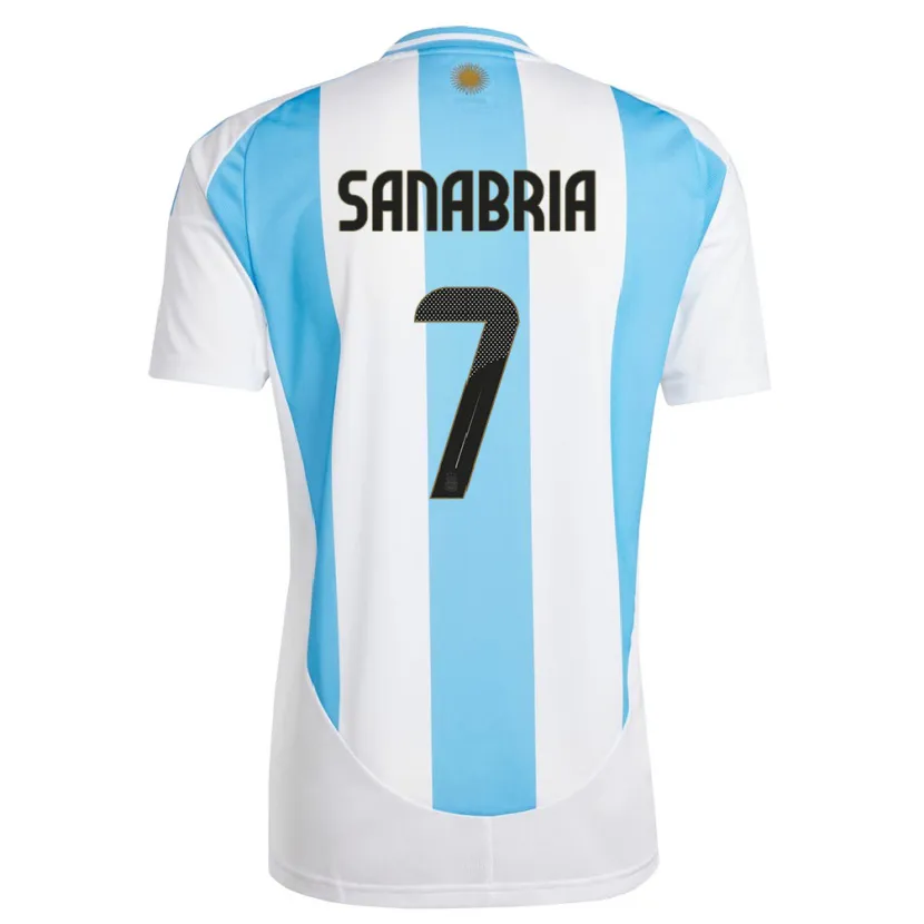 Danxen Børn Argentina Mateo Sanabria #7 Hvid Blå Hjemmebane Spillertrøjer 24-26 Trøje T-Shirt