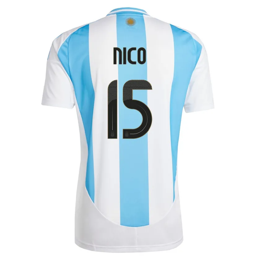 Danxen Børn Argentina Nico  #15 Hvid Blå Hjemmebane Spillertrøjer 24-26 Trøje T-Shirt