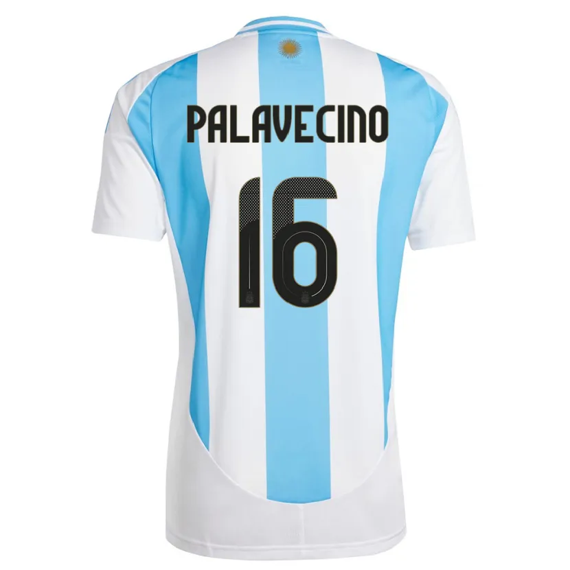 Danxen Børn Argentina Nicolas Palavecino #16 Hvid Blå Hjemmebane Spillertrøjer 24-26 Trøje T-Shirt