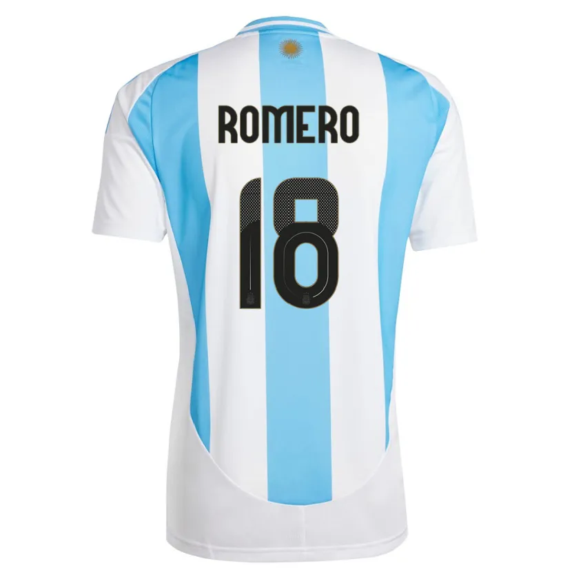 Danxen Børn Argentina Luka Romero #18 Hvid Blå Hjemmebane Spillertrøjer 24-26 Trøje T-Shirt