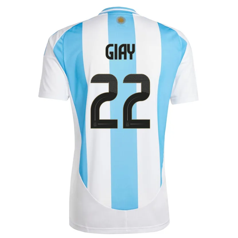 Danxen Børn Argentina Agustin Giay #22 Hvid Blå Hjemmebane Spillertrøjer 24-26 Trøje T-Shirt