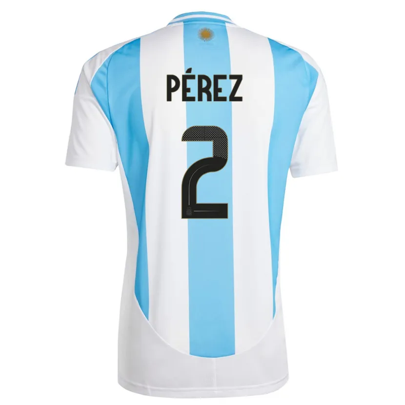 Danxen Børn Argentina Nehuen Perez #2 Hvid Blå Hjemmebane Spillertrøjer 24-26 Trøje T-Shirt