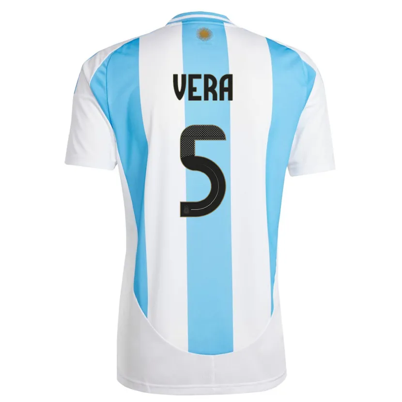 Danxen Børn Argentina Fausto Vera #5 Hvid Blå Hjemmebane Spillertrøjer 24-26 Trøje T-Shirt